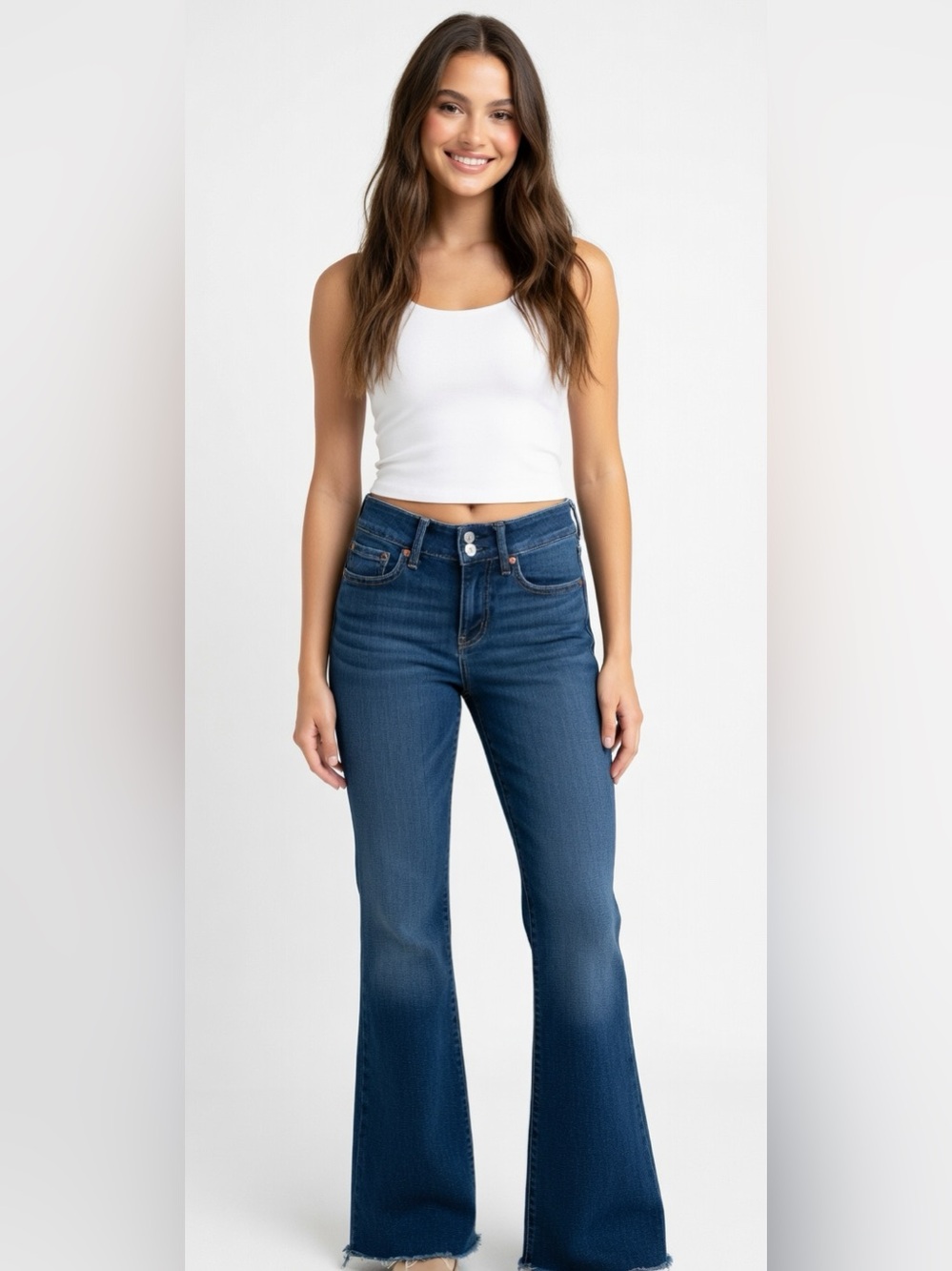 American Eagle Artist Flare Jeans Size 2 *Short Mid Rise Double-Button Closure